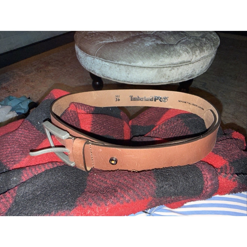 TIMBERLAND PRO Mens Leather Belt, Cognac Brown size 36